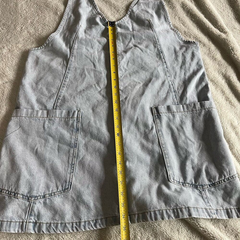 FREE PEOPLE WE THE FREE HIGH ROLLER DENIM OVERALL SKIRTALL MINI DRESS XL NWOT - Picture 7 of 10